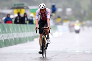 GSTAAD SWITZERLAND JUNE 09 Joel Suter of Switzerland and Team Switzerland at arrival during the 84th Tour de Suisse 2021 Stage 4 a 171km stage from St Urbanto Gstaad 1004m UCIworldtour tds tourdesuisse on June 09 2021 in Gstaad Switzerland Photo by Tim de WaeleGetty Images