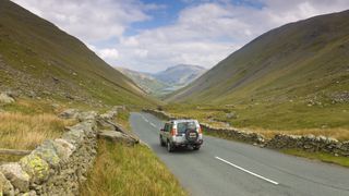 A car driving in the lake district
