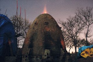 Each of the Volontariat Home domes was fired while stuffed with raw ceramics