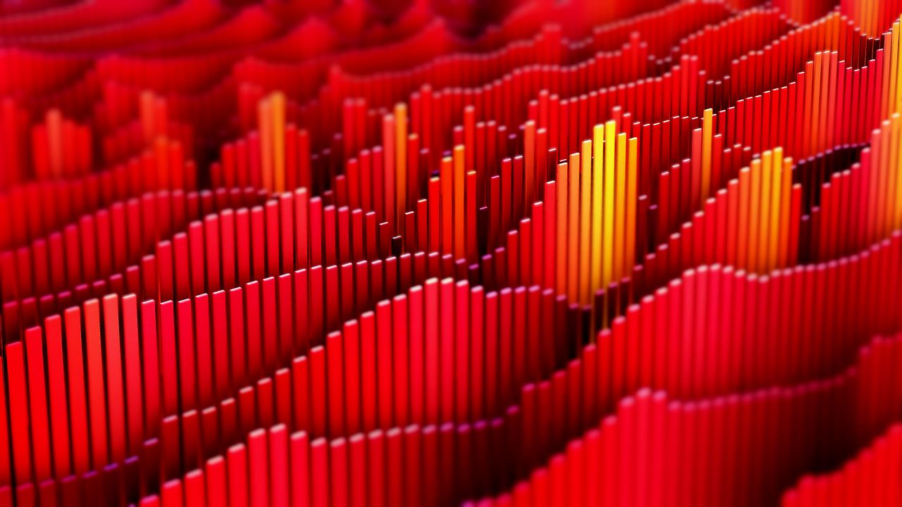 red bar lines digitally rendered to look like ocean waves