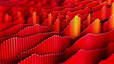 red bar lines digitally rendered to look like ocean waves