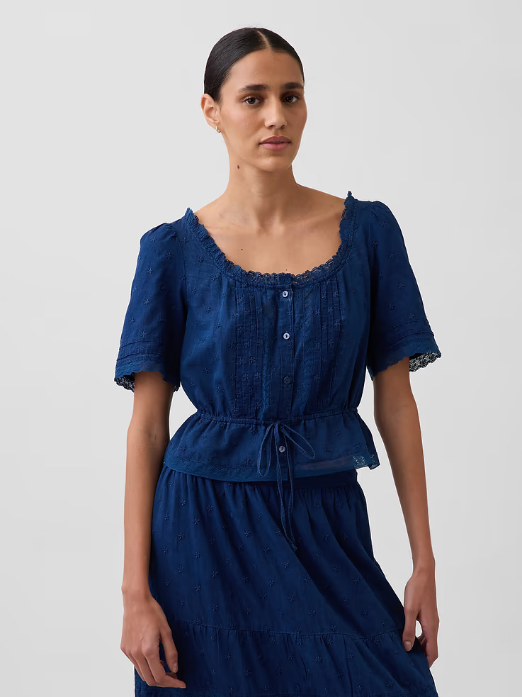 Gap, Lace-Trim Peplum Top
