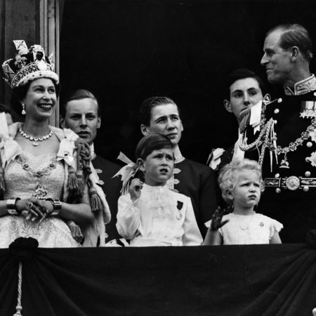 queen elizabeth ii on the balcony of buckingham palace after her coronation ceremony with left to right prince charles, princess anne and the prince philip, duke of edinburgh photo by fox photosgetty images