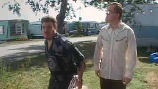 Robb Wells and Mike Smith throwing piss jugs on Trailer Park Boys