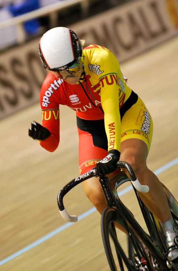 Simona Krupeckaite (Lithuania) celebrates her keirin win in Cali