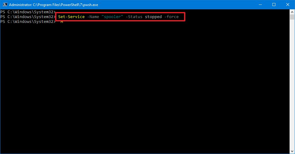 Powershell Stop Service on Windows 10