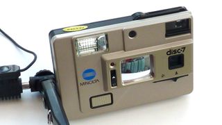 The Minolta Disc 7 camera on a table