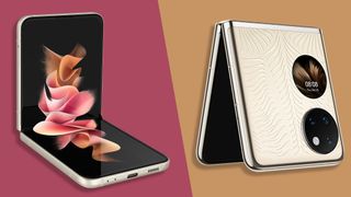 Un Samsung Galaxy Z Flip 3 (izquierda) y un Huawei P50 Pocket (derecha)
