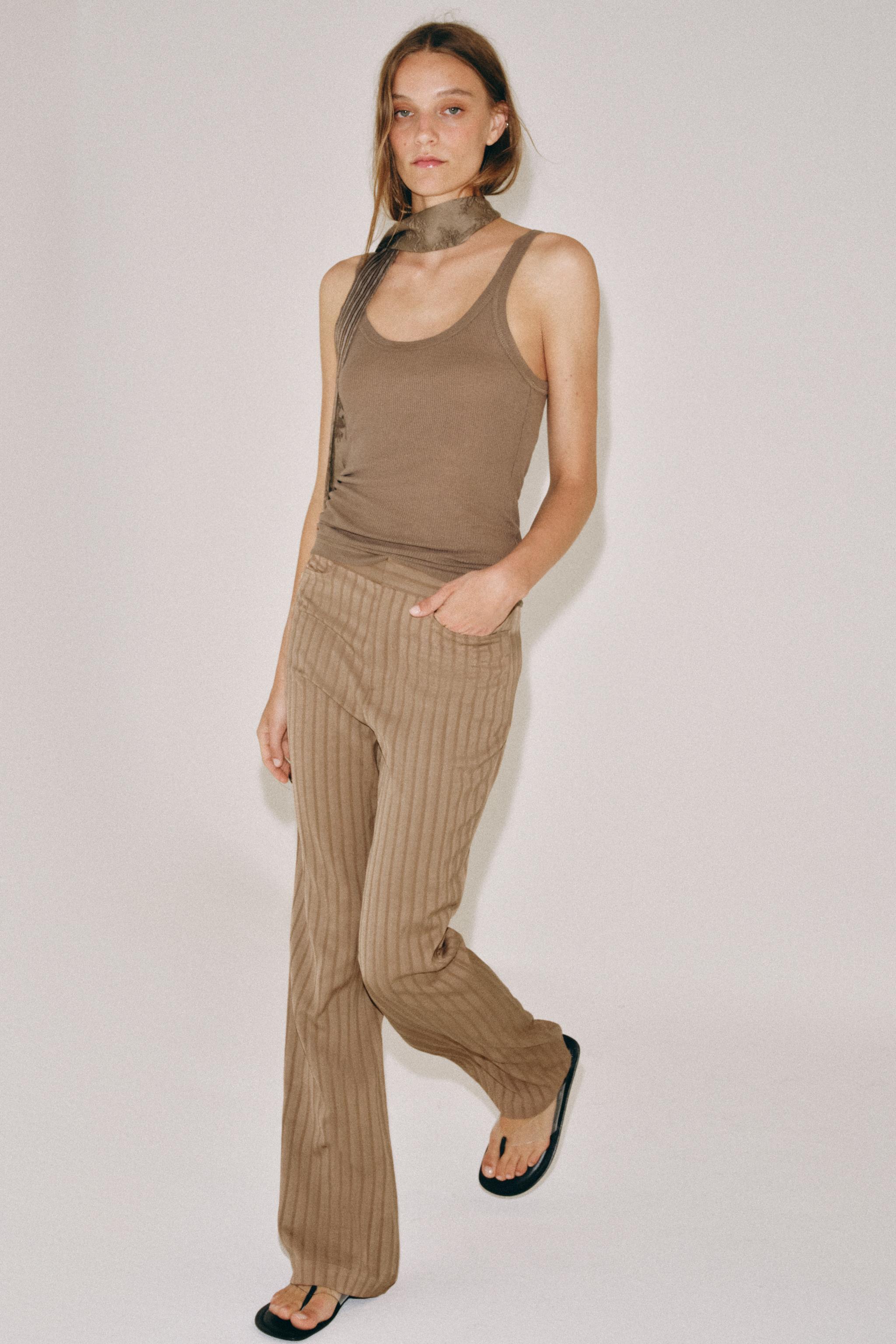 Zw Collection Striped Flare Pants