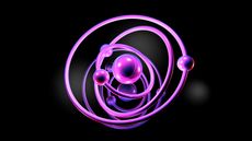 An abstract model of an atom with electrons swirling around in their shells.