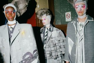 Models backstage at Thom Browne Couture