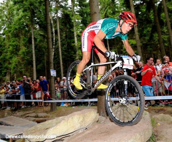 Marco Aurelio Fontana (Cannondale Factory Racing) nearly losing it on a rocky section