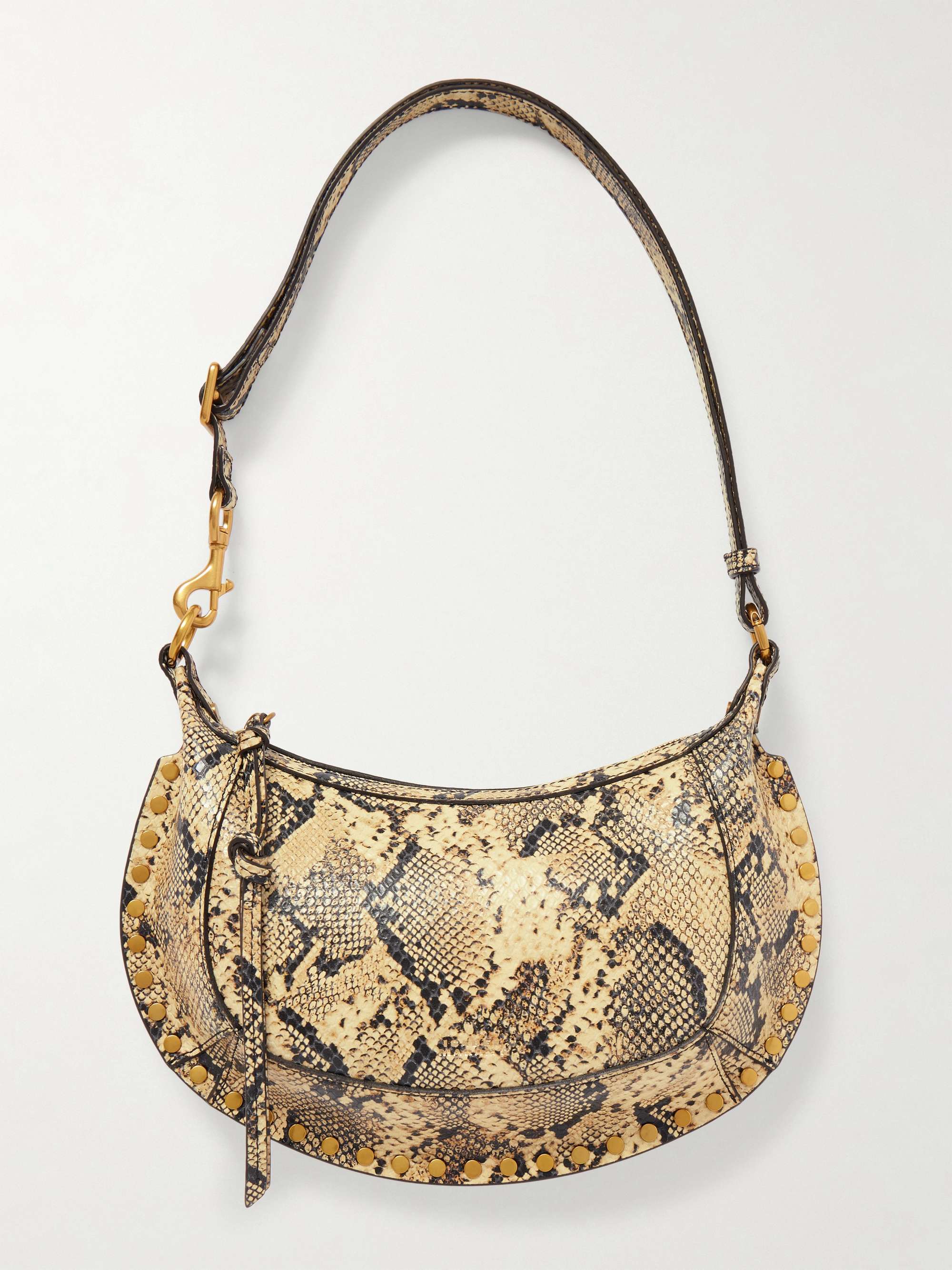 Oskan Moon Studded Snake-Effect Leather Shoulder Bag