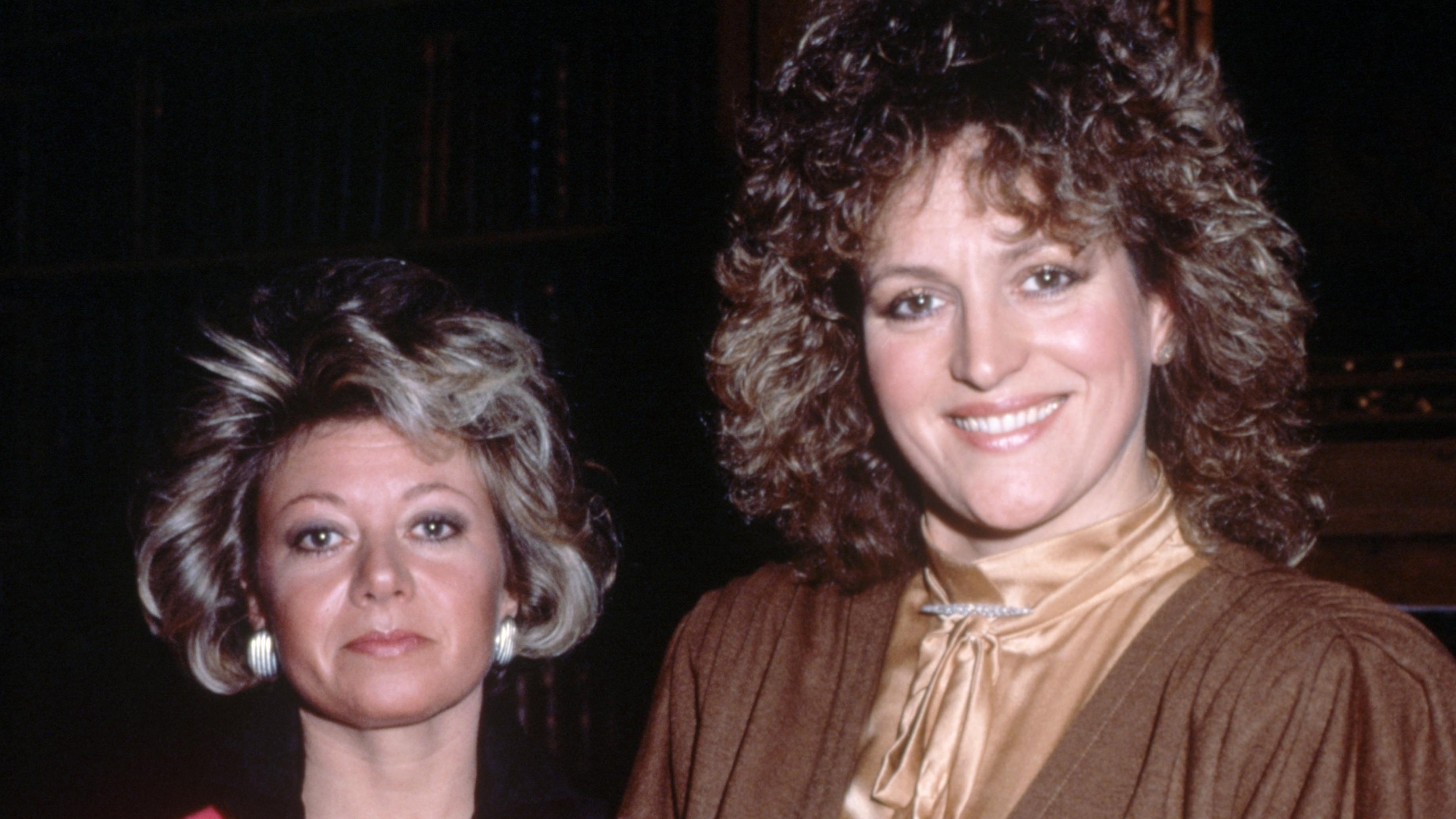 Elaine Paige in a black jacket and Barbara Dickson in a brown jacket.