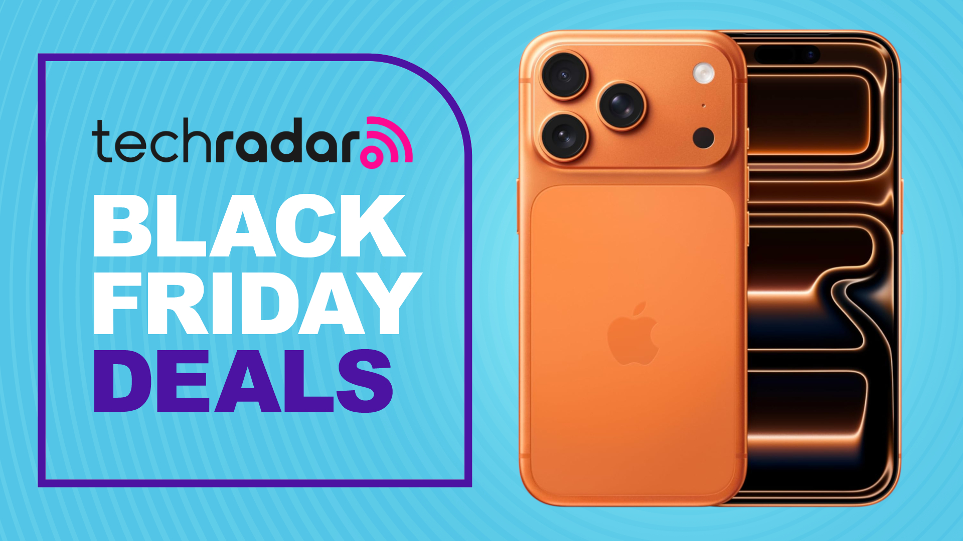 The iPhone 17 Pro on a blue deals background