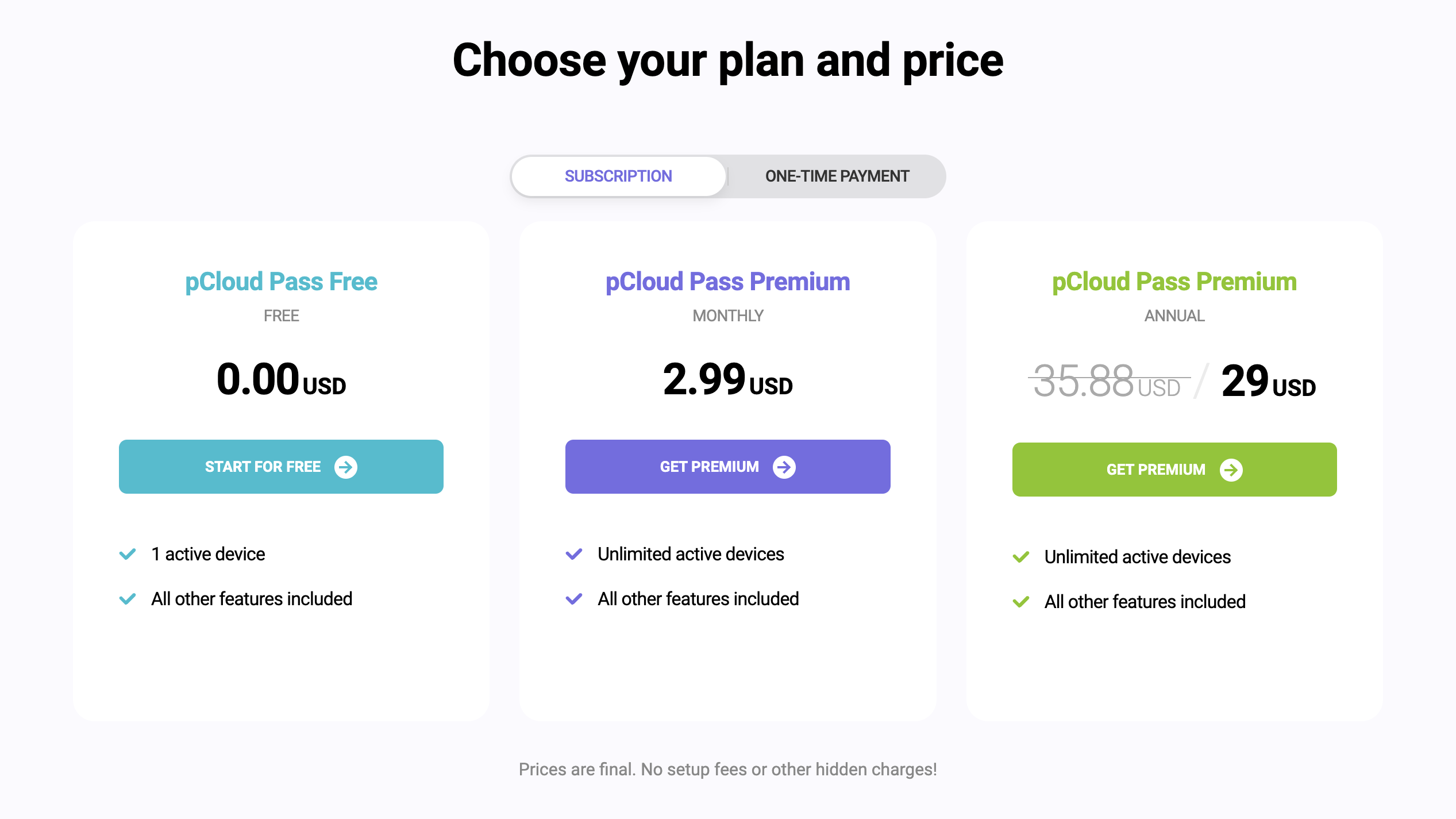 pCloud Pass prices January 2023