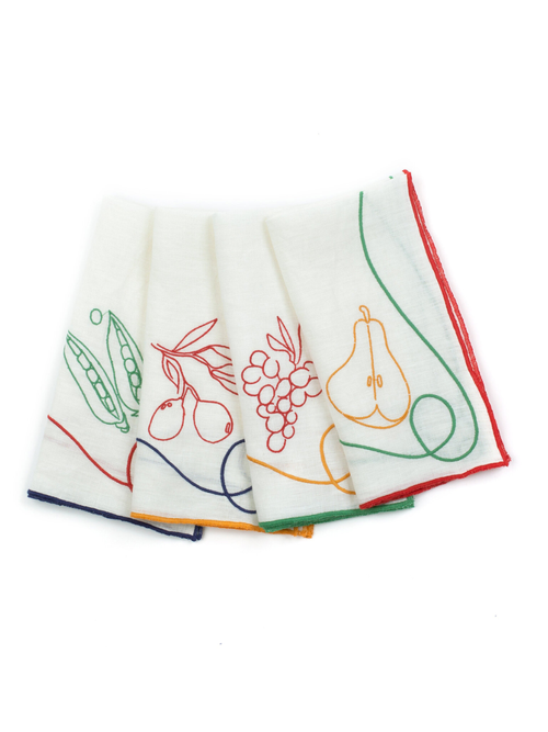 F&ecirc;te Embroidered Linen Napkins, Set of Four 