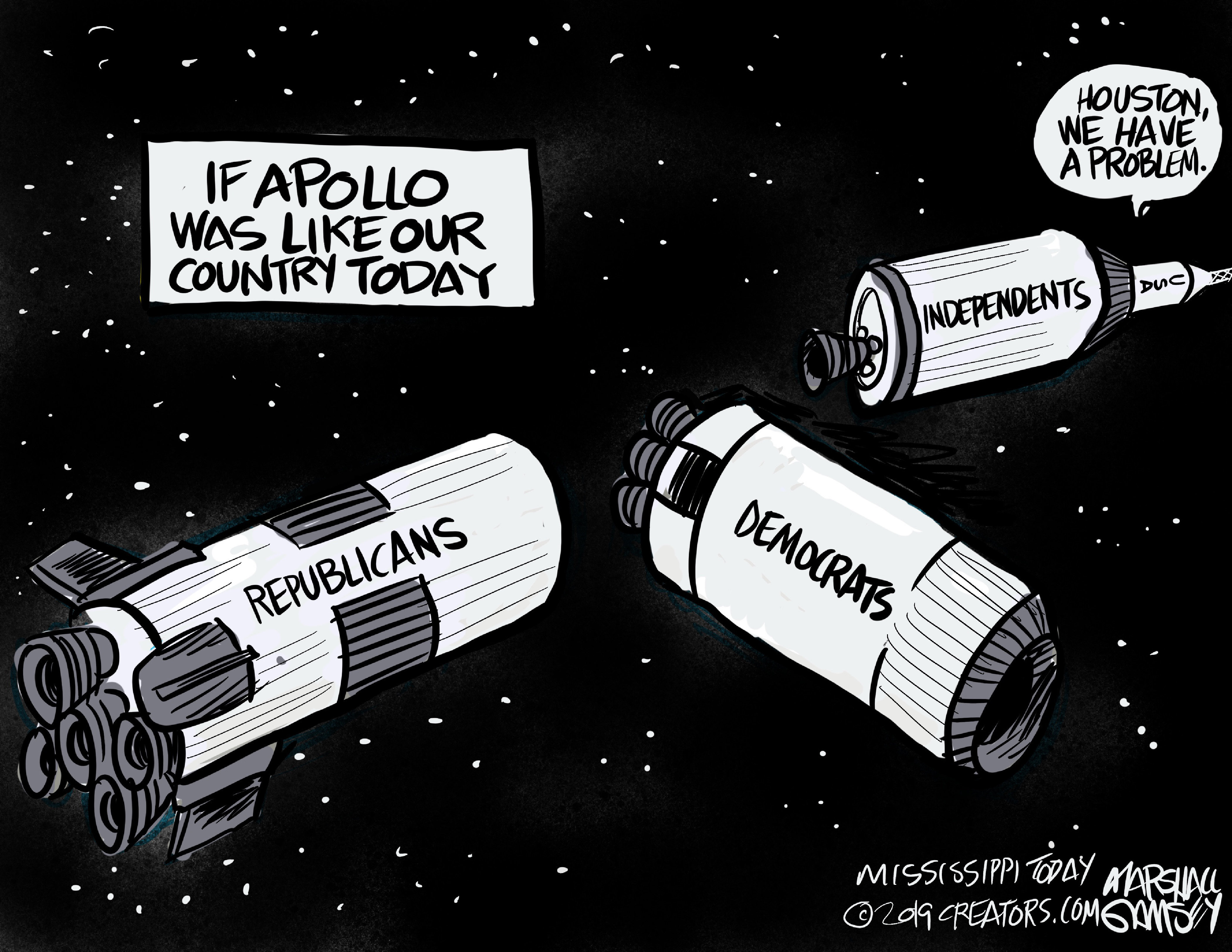 Political Cartoon U.S. Apollo 11 Moon Landing Fractured Country | The Week