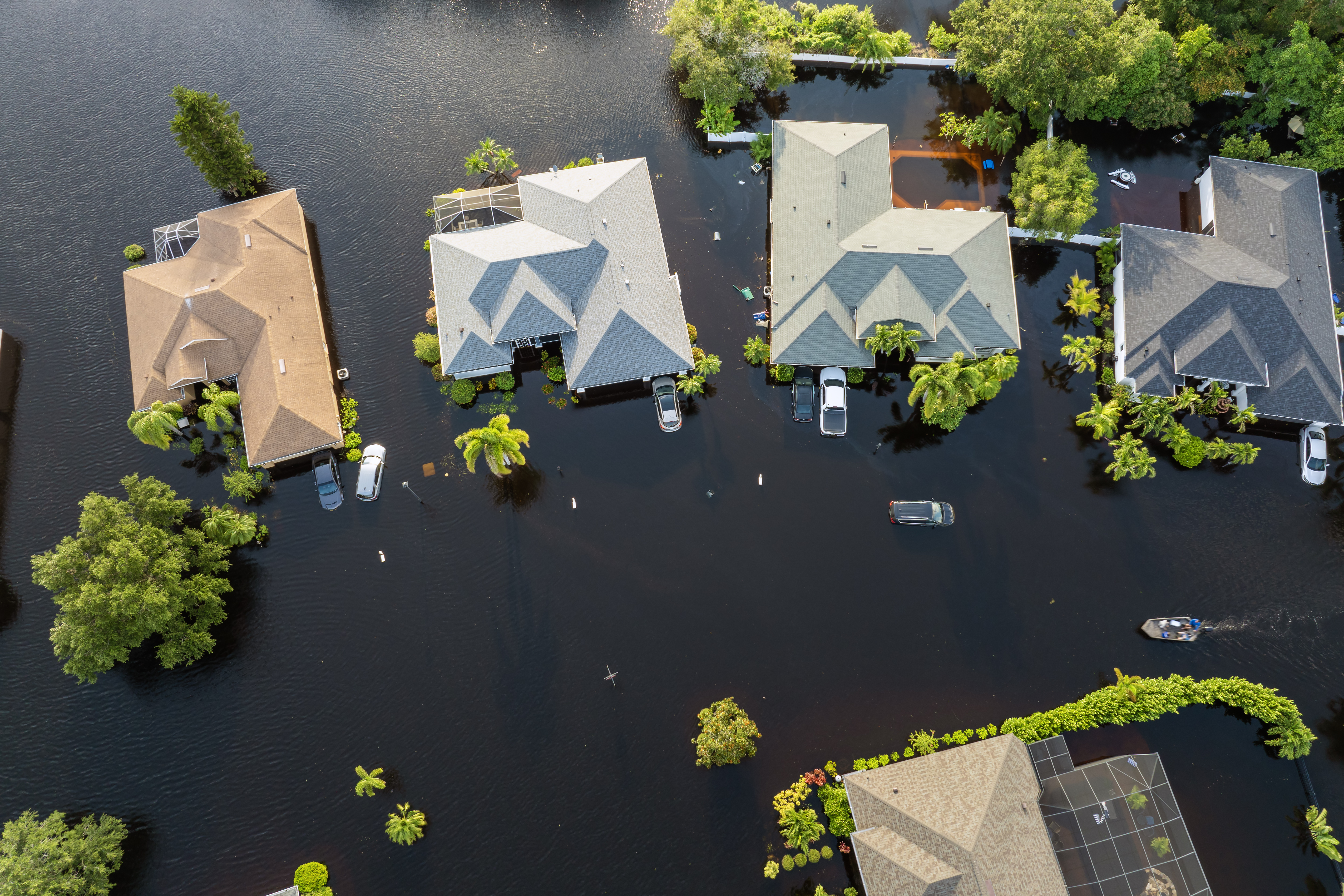 Hurricane Debbie flooded homes and cars in the Laurel Meadows community in Sarasota, Florida.