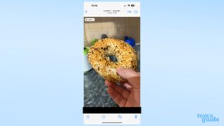 A screenshot showing a cropped image of a bagel in iOS 17
