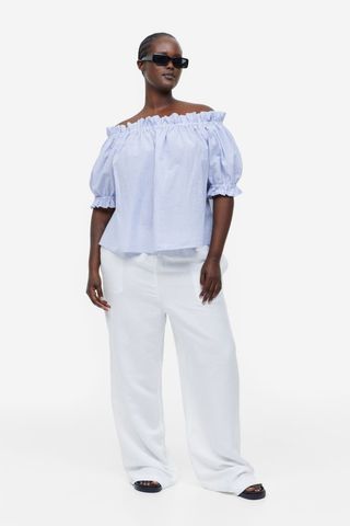 Ruffle-Trimmed Off-The-Shoulder Top
