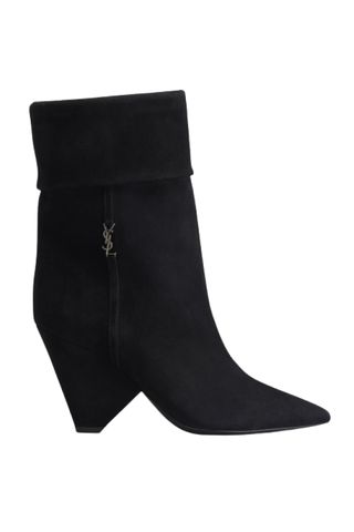 Saint Laurent Liz Suede Cone-Heel Boots