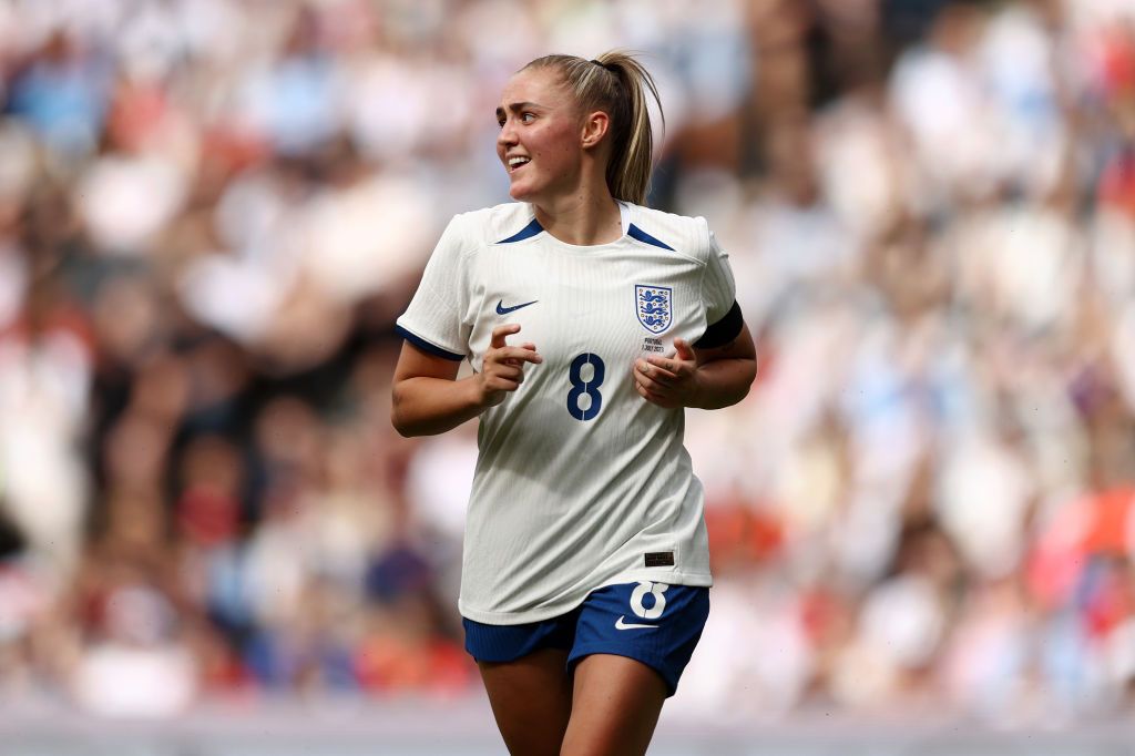 Georgia Stanway of England during the Women&#039;s International Friendly match between England and Portugal at Stadium mk on July 01, 2023 in Milton Keynes, England. 