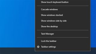 Task Manager right-click shortcut on Windows 10