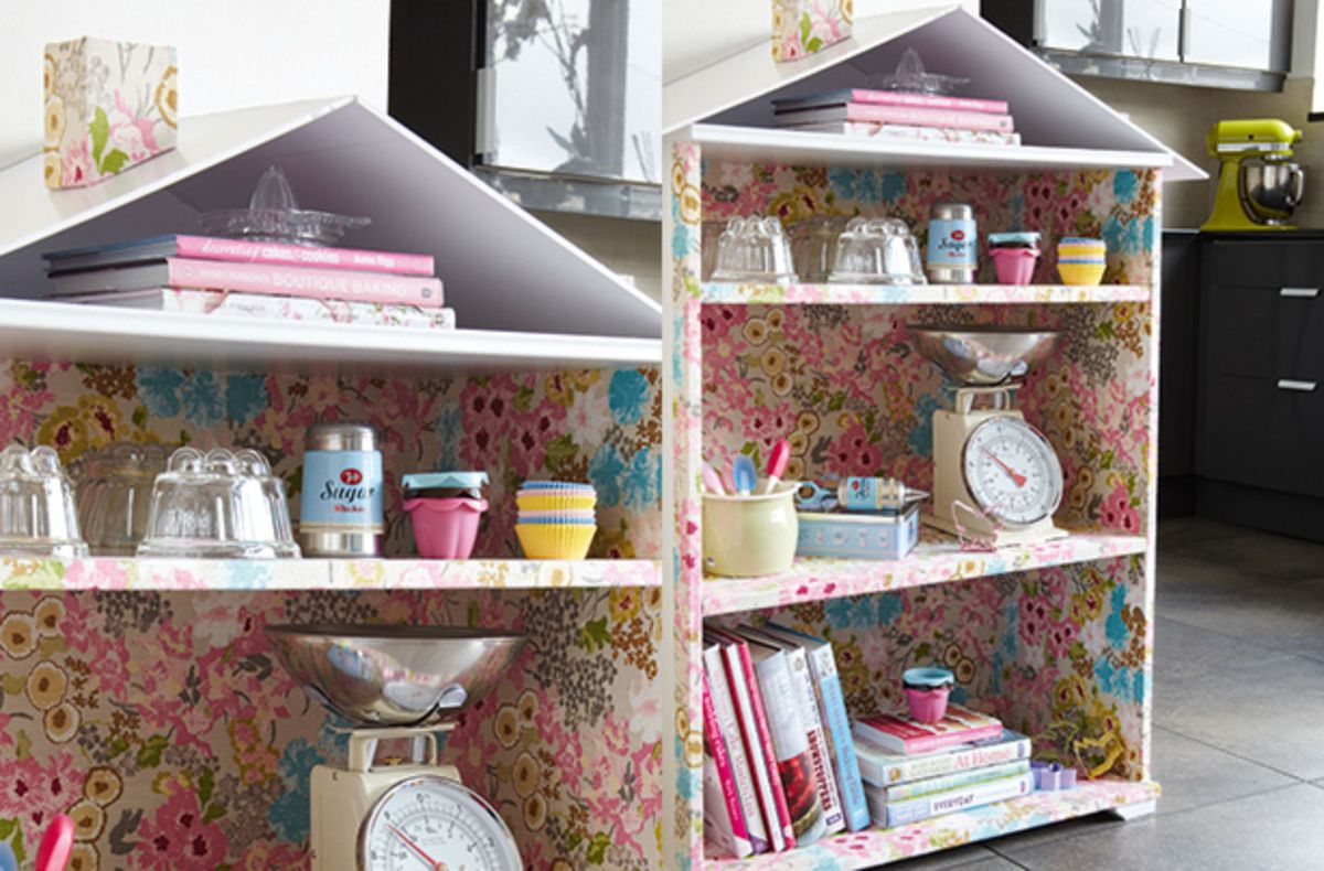 How to upcycle a cupboard with wallpaper GoodtoKnow