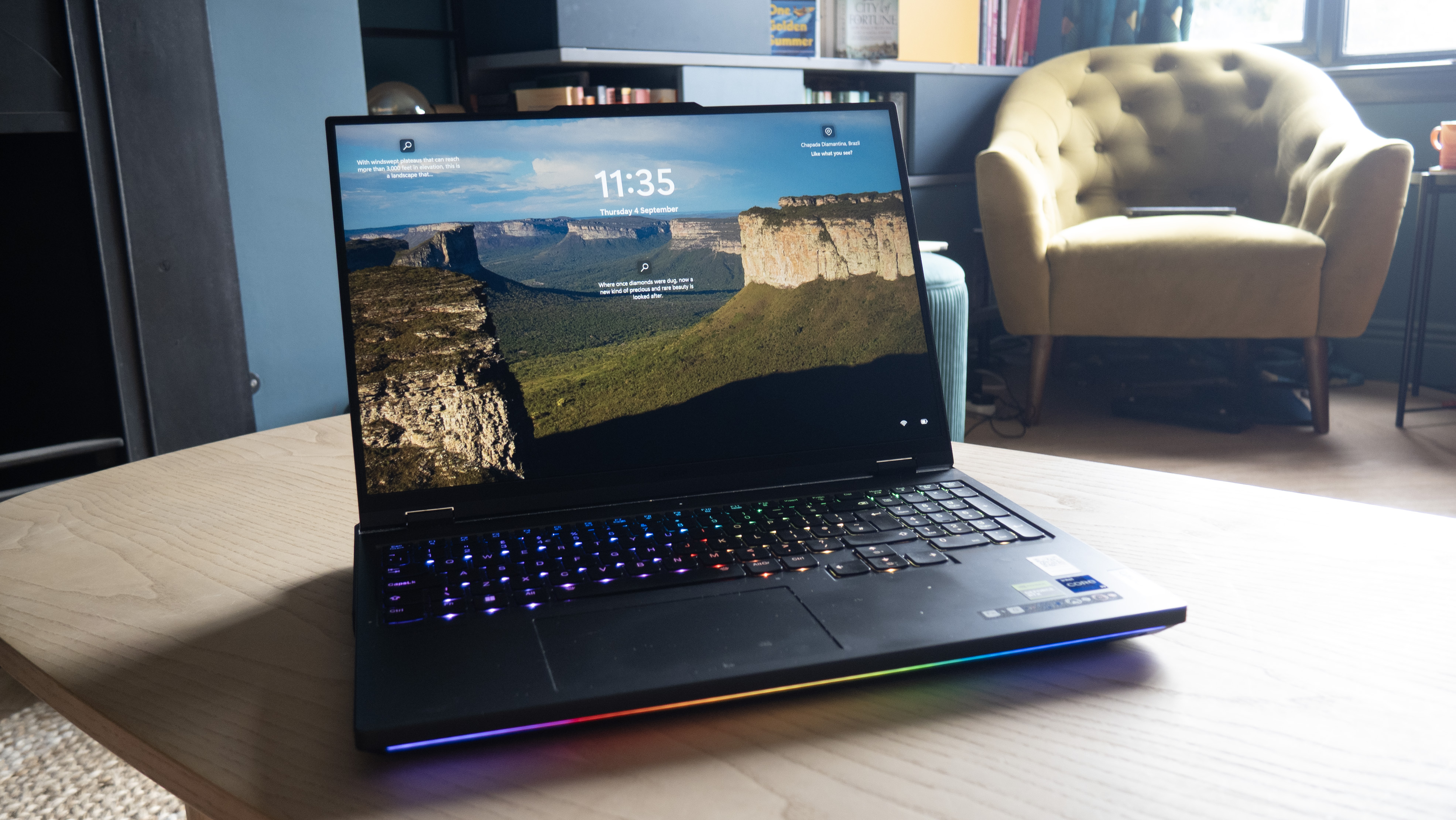 A laptop on a table