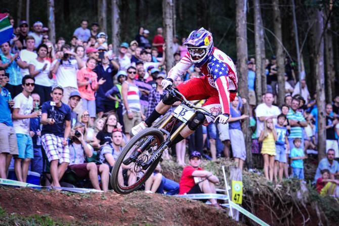 Specialized Racing DH's Aaron Gwin soared to victory in the elite men's downhill clash at the 2014 UCI World Cup