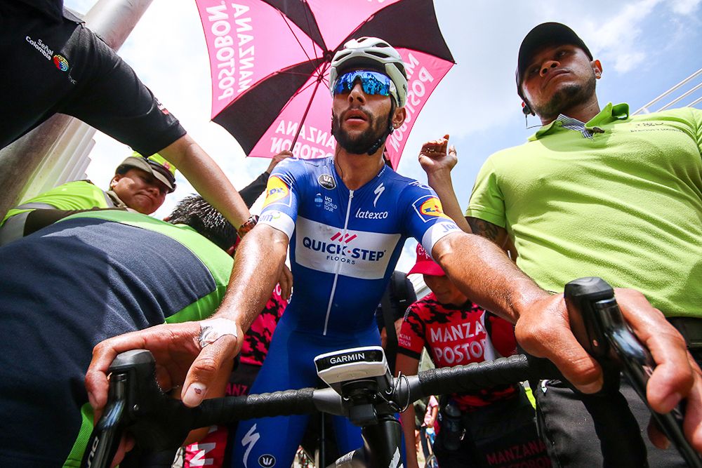 Fernando Gaviria after winning the opening stage of Colombia Oro y Paz