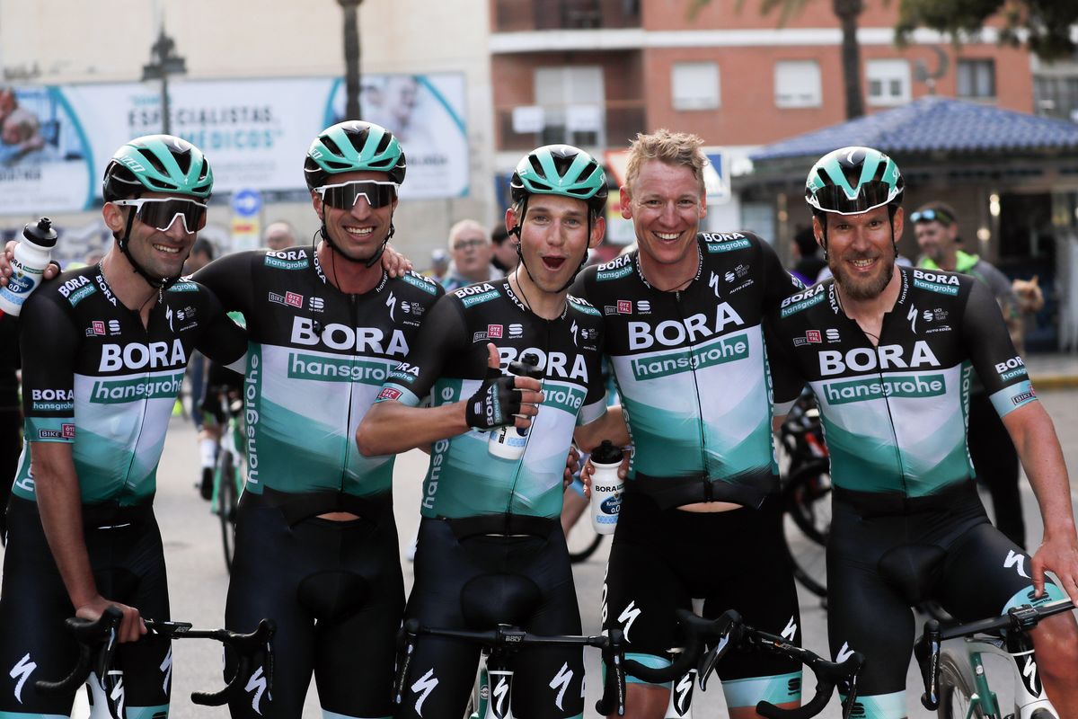 Bora-Hansgrohe celebrate after winning Cl&aacute;sica de Almer&iacute;a