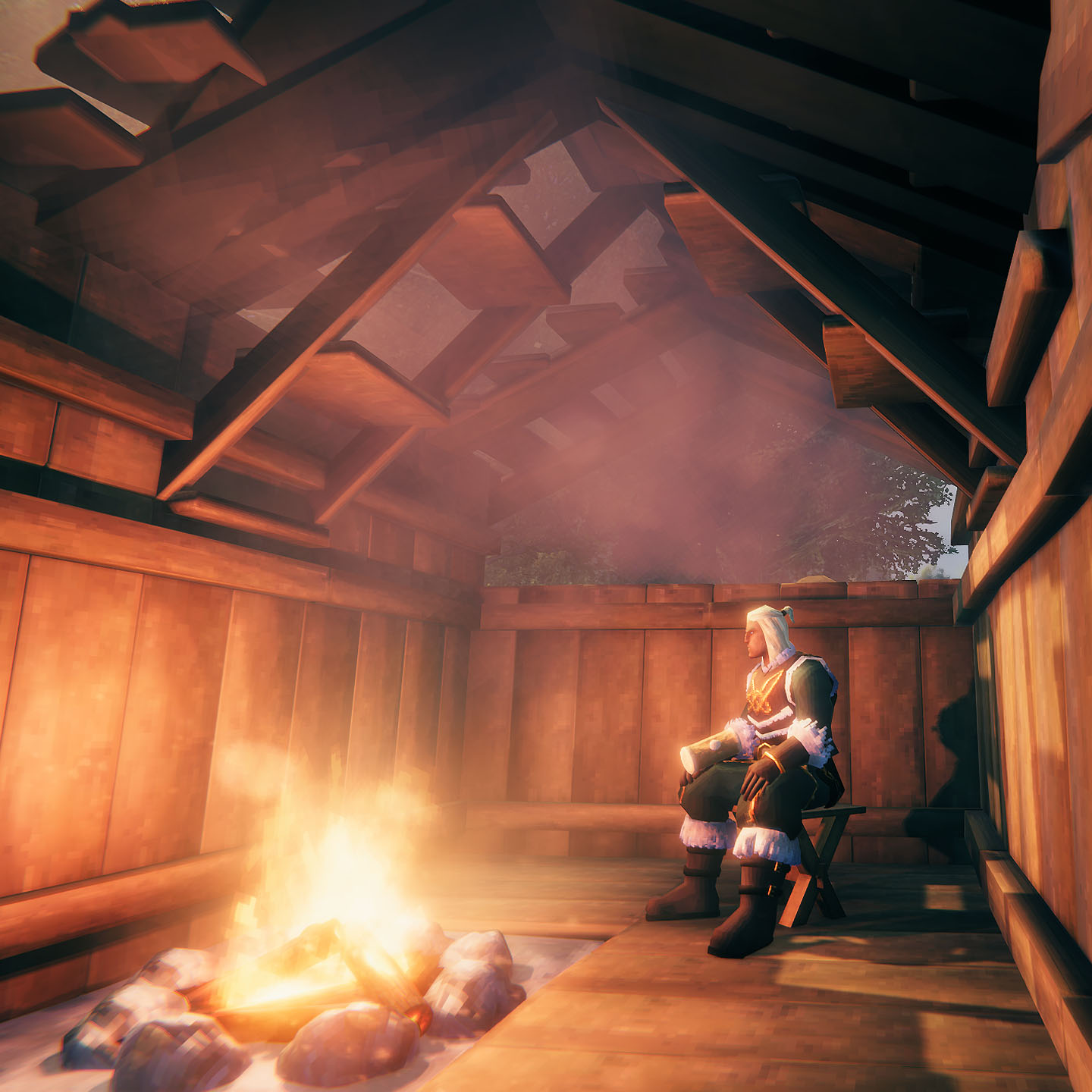 A Valheim mod showing floors and stairs as a roof