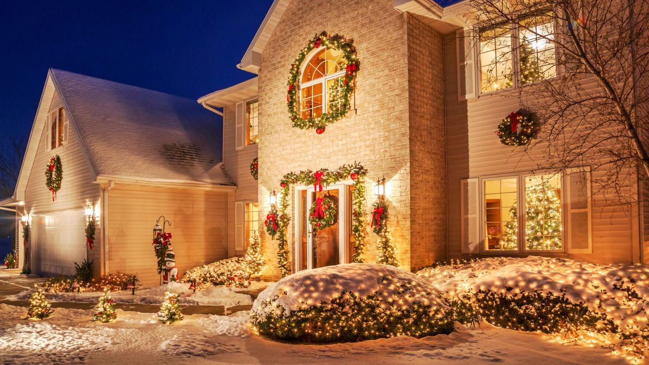 Christmas lights outside a home