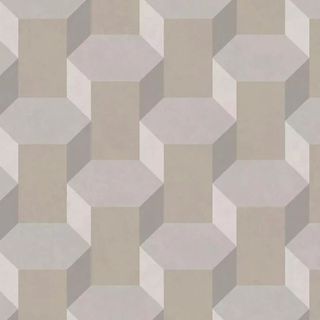 A close up of neutral geometric wallpaper from B&Q