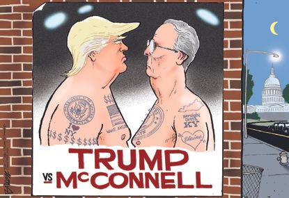 Political cartoon U.S. Trump McConnell Republicans sports fight