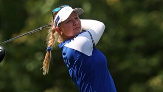 Emily Kristine Pedersen takes a shot at the 2024 Solheim Cup