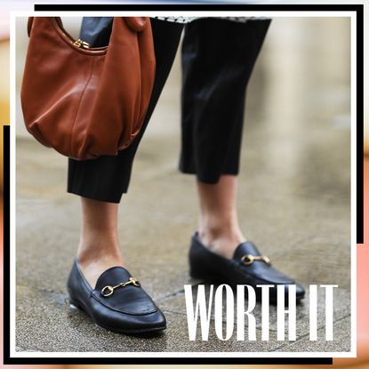 Gucci horsebit loafer overlayed with the words worth it
