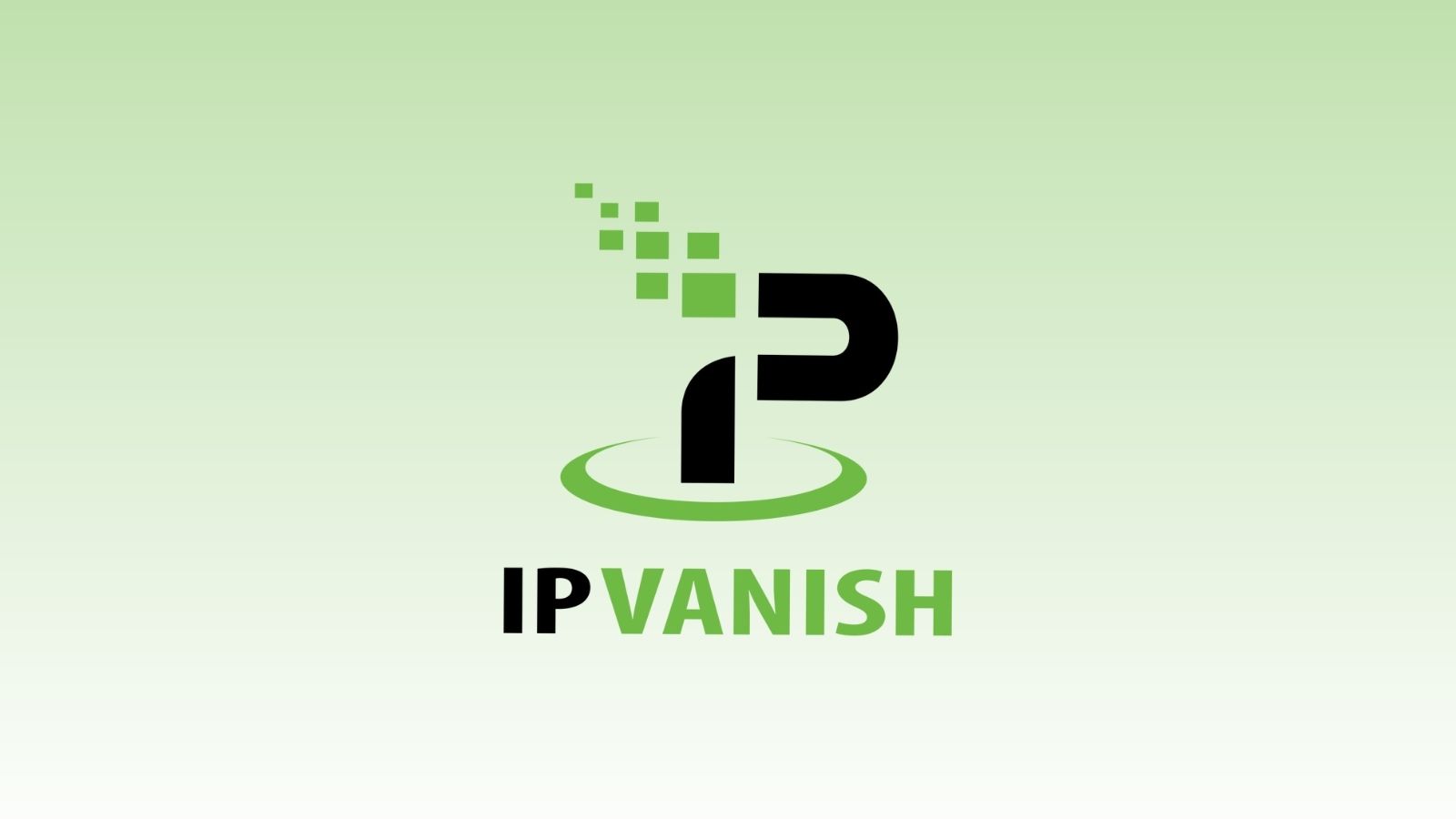 IPVanish-logo vihreästä valkoiseen gradienttitaustalla