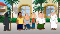 Family Guy main cast in a famous cutaway scene from Fox series.