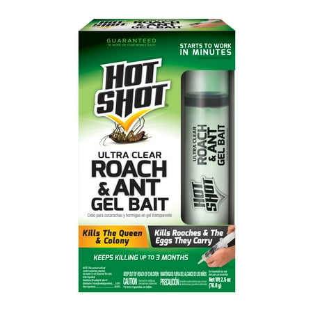 Hot Shot Ultra Clear Roach and Ant Gel Bait, Kill Roaches and Ants Indoors, 2.5 Ounce