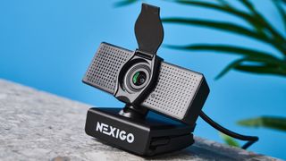 A black NexiGo N60 wired webcam