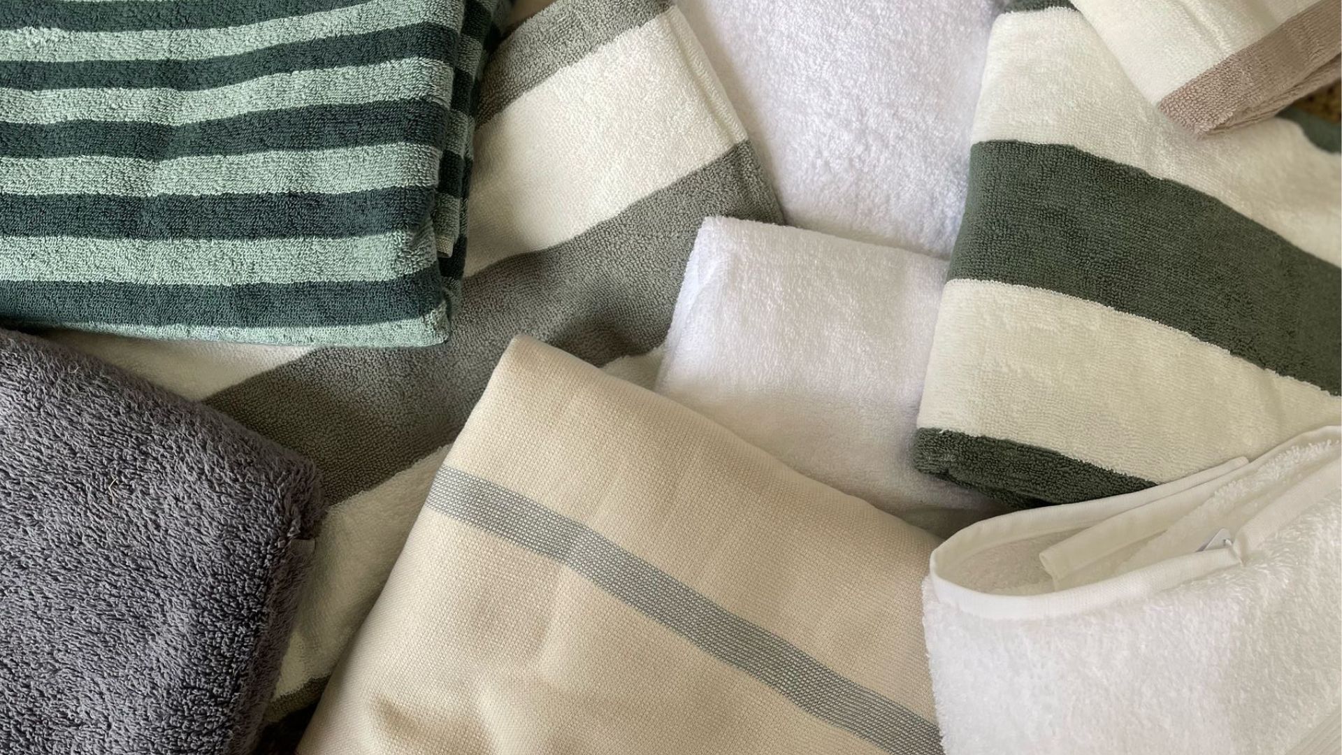 Textures of the best bath towels in a pile