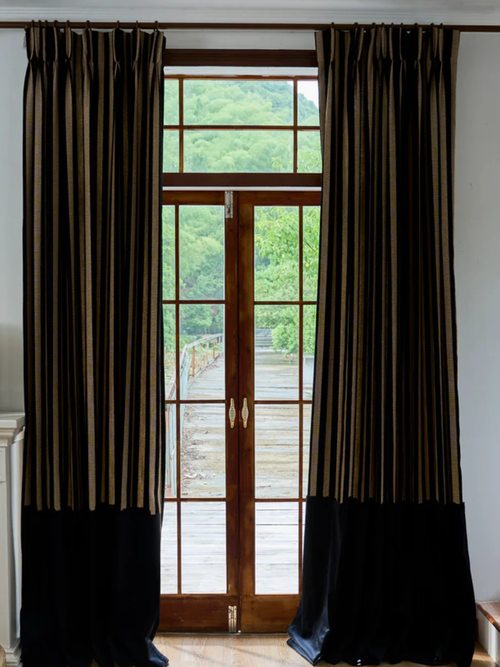 Renee Linen Velvet Color Block Curtain