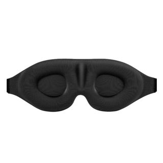 A long black eye sleep mask with cushioned eye areas
