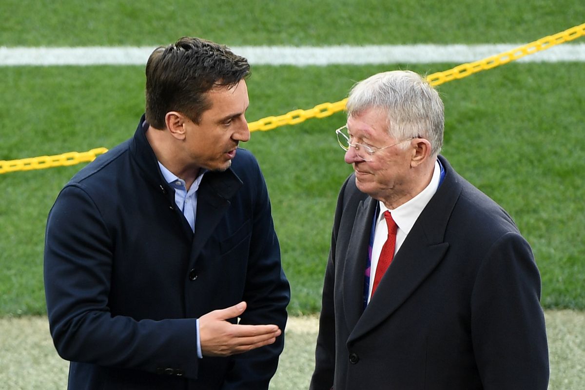 Manchester United legend Gary Neville speaks to Sir Alex Ferguson