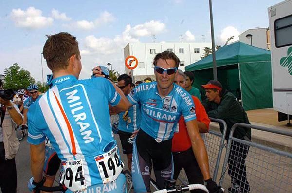 Alessandro Petacchi (Milram) and Matej Jurco (Milram).