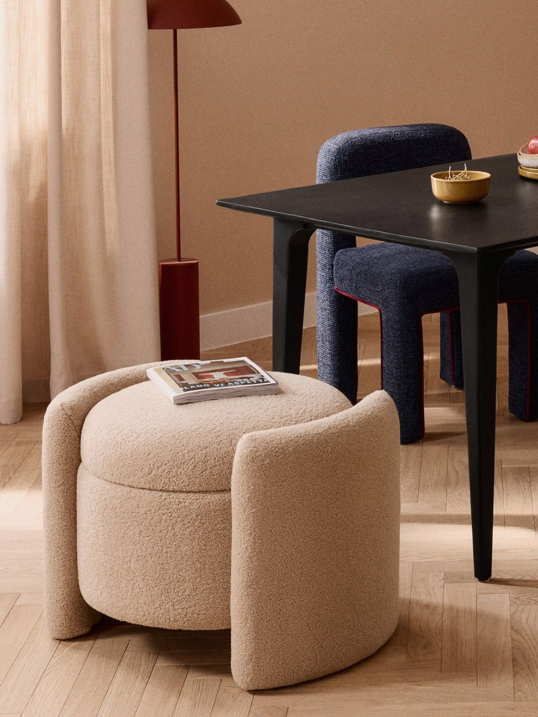 A teddy textured stool with storage from Westwing