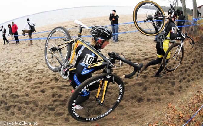 Laura Van Gilder (Mellow Mushroom) chasing Elle Anderson on lap two.